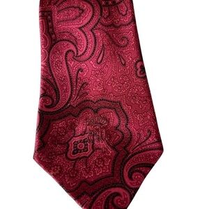 Countess Mara New York Sistine Silk Red and Black Paisley Tie 59 inches.